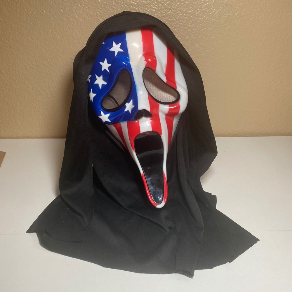 Fun World Ghost Face Mask American Flag Patriotic Stars Stripes Halloween 93512
